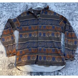 Cabelas Aztec Pattern Long Sleeve Rustic Button Shirt Mens Medium M Made in Peru